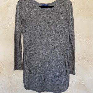 Split Side Knit Gray Sweater Shirt